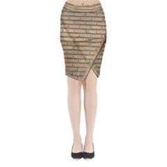 Bricks Wall Red  Midi Wrap Pencil Skirt by artworkshop