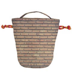 Bricks Wall Red  Drawstring Bucket Bag by artworkshop