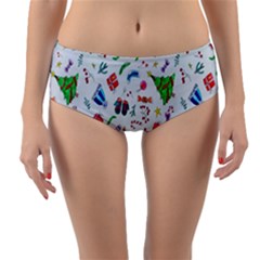 New Year Christmas Winter Watercolor Reversible Mid-waist Bikini Bottoms by artworkshop