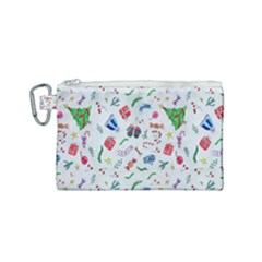 New Year Christmas Winter Watercolor Canvas Cosmetic Bag (small) by artworkshop