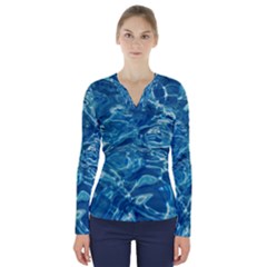 Surface Abstract Background V-Neck Long Sleeve Top