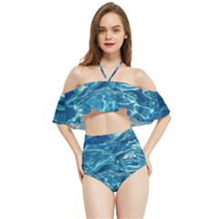 Surface Abstract Background Halter Flowy Bikini Set 