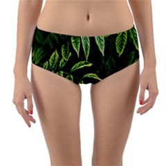 Leaves Foliage Twig Bush Plant Reversible Mid-waist Bikini Bottoms by artworkshop