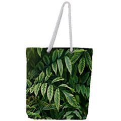 Leaves Foliage Twig Bush Plant Full Print Rope Handle Tote (large)