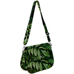 Leaves Foliage Twig Bush Plant Saddle Handbag by artworkshop