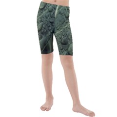 Leaves Water Drops Green  Kids  Mid Length Swim Shorts by artworkshop