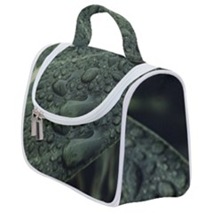 Leaves Water Drops Green  Satchel Handbag by artworkshop
