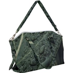 Leaves Water Drops Green  Canvas Crossbody Bag by artworkshop