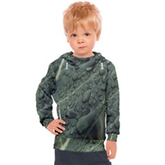 Leaves Water Drops Green  Kids  Hooded Pullover by artworkshop