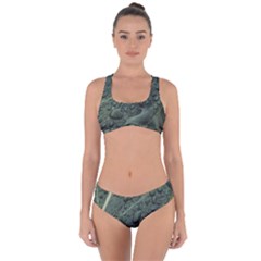 Leaves Water Drops Green  Criss Cross Bikini Set