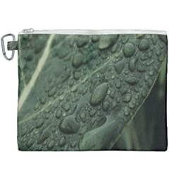 Leaves Water Drops Green  Canvas Cosmetic Bag (xxxl) by artworkshop