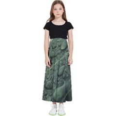 Leaves Water Drops Green  Kids  Flared Maxi Skirt