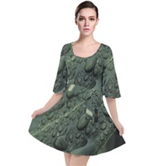 Leaves Water Drops Green  Velour Kimono Dress by artworkshop