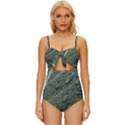 Leaves Water Drops Green  Knot Front One-Piece Swimsuit View1