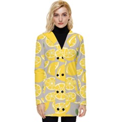 Lemon Wallpaper Button Up Hooded Coat  by artworkshop