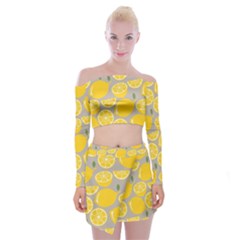 Lemon Wallpaper Off Shoulder Top With Mini Skirt Set by artworkshop