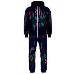 Merry Christmas Holiday Pattern  Hooded Jumpsuit (men)