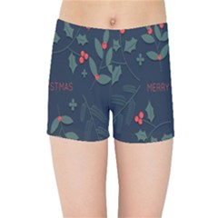 Merry Christmas Holiday Pattern  Kids  Sports Shorts by artworkshop