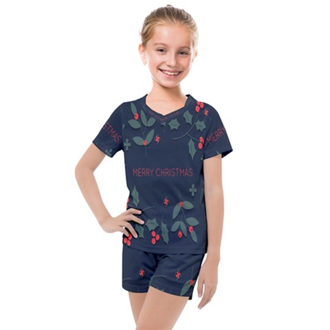 Merry Christmas Holiday Pattern  Kids  Mesh Tee And Shorts Set by artworkshop