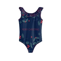 Merry Christmas Holiday Pattern  Kids  Frill Swimsuit by artworkshop