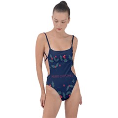 Merry Christmas Holiday Pattern  Tie Strap One Piece Swimsuit by artworkshop