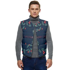 Merry Christmas Holiday Pattern  Men s Short Button Up Puffer Vest	 by artworkshop