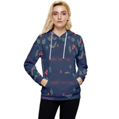 Merry Christmas Holiday Pattern  Women s Lightweight Drawstring Hoodie by artworkshop