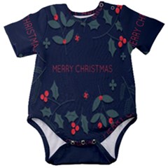 Merry Christmas Holiday Pattern  Baby Short Sleeve Onesie Bodysuit by artworkshop