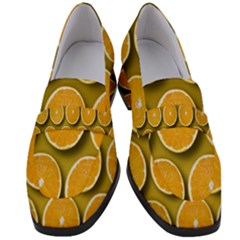 Orange Slices Cross Sections Pattern Women s Chunky Heel Loafers by artworkshop