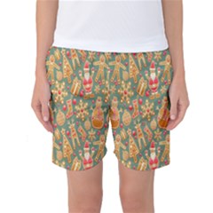 Pattern Seamless Gingerbread Christmas Decorative Women s Basketball Shorts by artworkshop