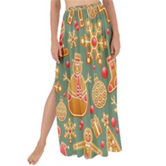 Pattern Seamless Gingerbread Christmas Decorative Maxi Chiffon Tie-up Sarong by artworkshop