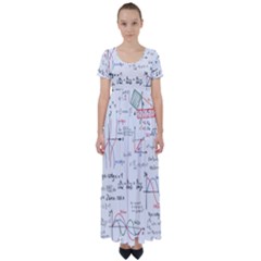 Math Formula Pattern High Waist Short Sleeve Maxi Dress by Wegoenart