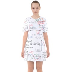 Math Formula Pattern Sixties Short Sleeve Mini Dress by Wegoenart