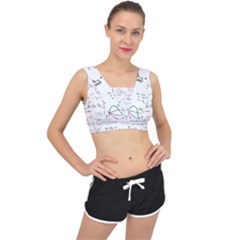 Math Formula Pattern V-back Sports Bra by Wegoenart