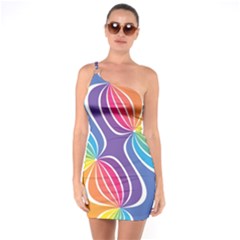 Illustration Abstract Background Pattern Rainbow Color One Soulder Bodycon Dress by Wegoenart