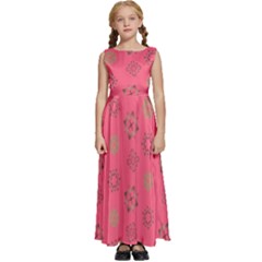 Pink Art Pattern Design Geometric Kids  Satin Sleeveless Maxi Dress by Wegoenart