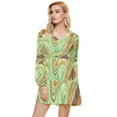 Art Background Abstract Pattern Texture Tiered Long Sleeve Mini Dress by Wegoenart