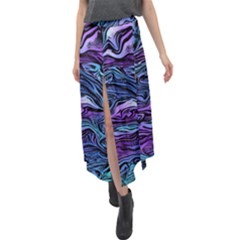 Illustration Abstract Waves Background Texture Velour Split Maxi Skirt by Wegoenart