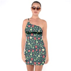 Flowering-branches-seamless-pattern One Soulder Bodycon Dress by Zezheshop