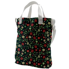 Flowering-branches-seamless-pattern Canvas Messenger Bag by Zezheshop