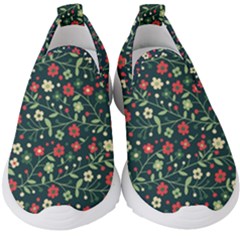 Flowering-branches-seamless-pattern Kids  Slip On Sneakers by Zezheshop