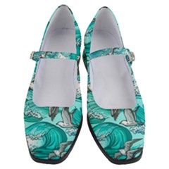 Sea Waves Seamless Pattern Women s Mary Jane Shoes by Wegoenart