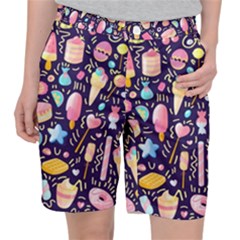 Cute-seamless-pattern-with-colorful-sweets-cakes-lollipops Pocket Shorts by Wegoenart