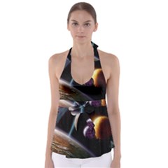 Planets In Space Babydoll Tankini Top