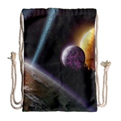 Planets In Space Drawstring Bag (large) by Sapixe