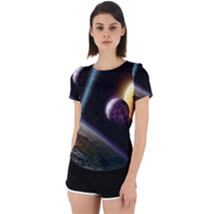 Planets In Space Back Cut Out Sport Tee