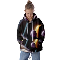 Planets In Space Kids  Oversized Hoodie