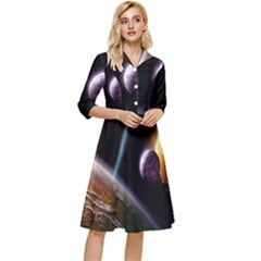 Planets In Space Classy Knee Length Dress by Sapixe