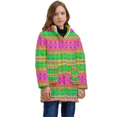 Peace And Love Kid s Hooded Longline Puffer Jacket by Thespacecampers