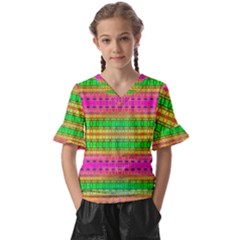 Peace And Love Kids  V-neck Horn Sleeve Blouse